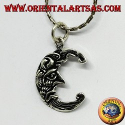 Silver pendant the two sides of the same moon, sad and happy