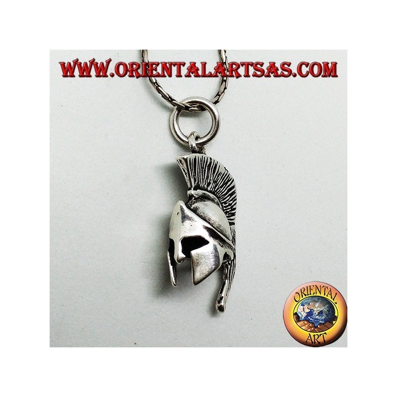 Spartan helmet silver pendant