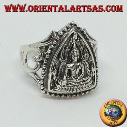 Silberner Ring des Bhumisparsa Buddha