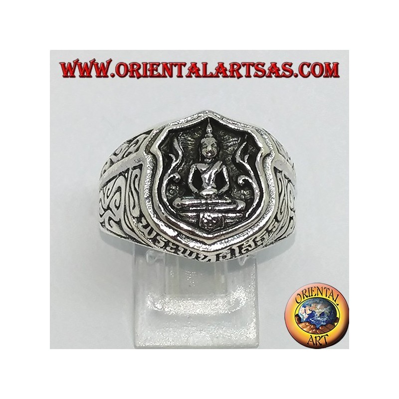 Silberner Ring des Dhyana Buddha