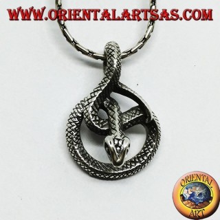 Pendentif en argent, serpent noué