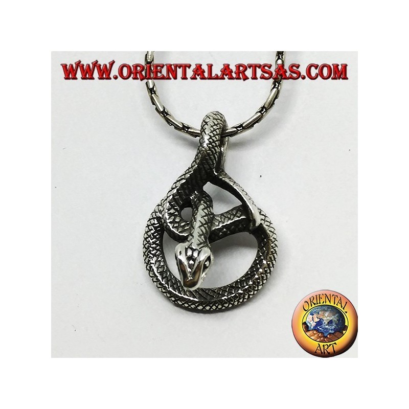 Pendentif en argent, serpent noué