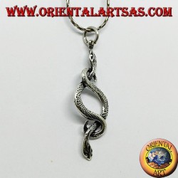 Pendant in silver, two snakes in love