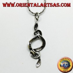 Pendentif en argent, deux serpents amoureux