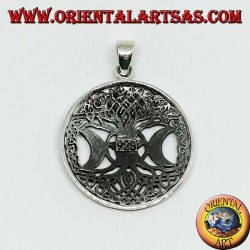 Colgante de plata, el árbol de la triple diosa con pentáculo