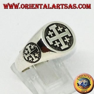 Ring in silver cross seal of Jerusalem