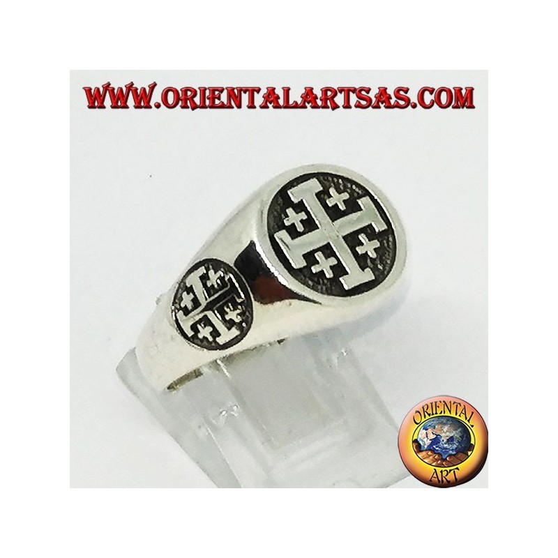 Ring in silver cross seal of Jerusalem