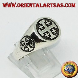 Anillo en sello de cruz de plata de Jerusalén