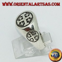 Anillo en sello de cruz de plata de Jerusalén