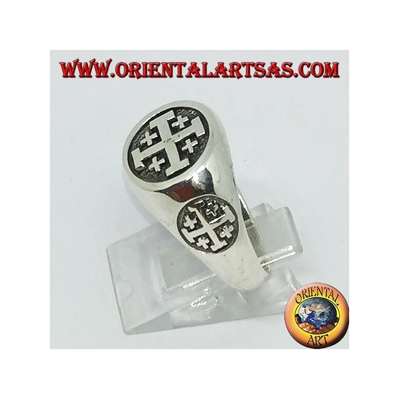 Ring in silver cross seal of Jerusalem