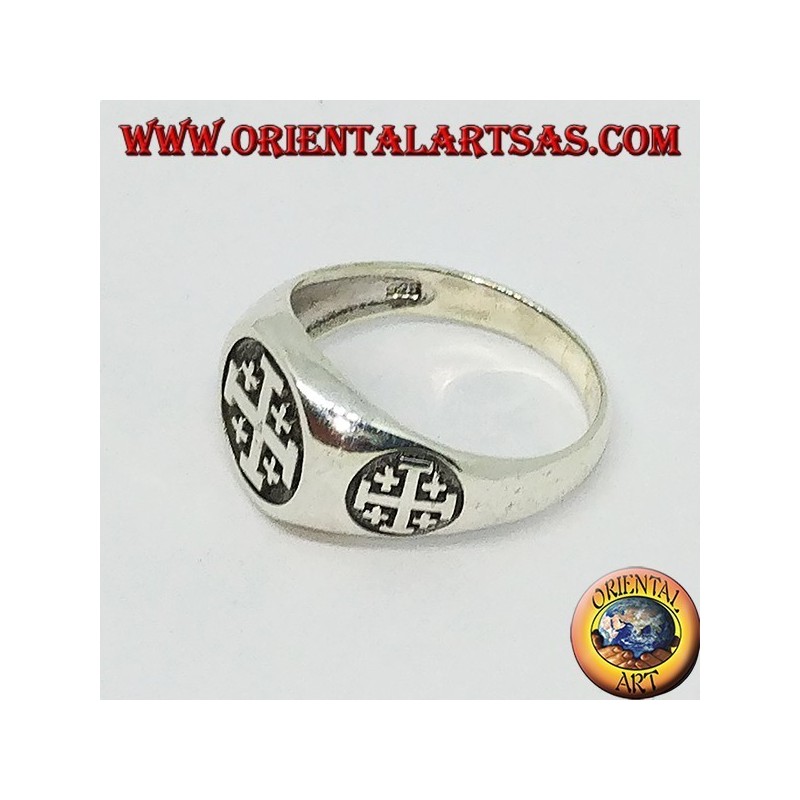 Ring in silver cross seal of Jerusalem
