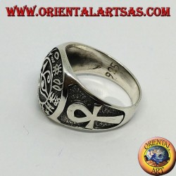 Ojo de Horus anillo de plata con los jeroglíficos