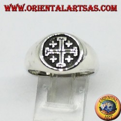 Anillo de plata Sello cruzado de los Caballeros del Santo Sepulcro de Jerusalén
