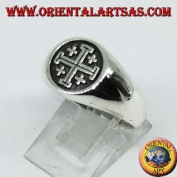 Anillo de plata Sello cruzado de los Caballeros del Santo Sepulcro de Jerusalén
