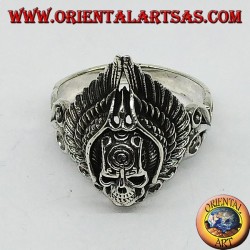 Anillo de plata, calavera con alas