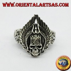 Silver ring, skull with wings