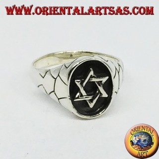 Bague en argent, sceau avec étoile de David, étoile à 6 branches