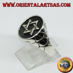 Silver ring, seal with star of David, 6-pointed star