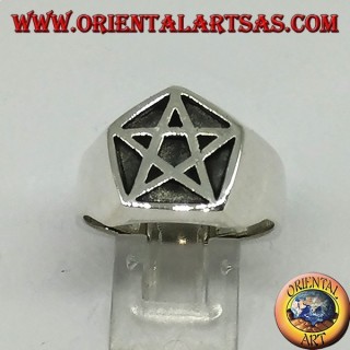 Silver ring, pentacle seal in the pentagon