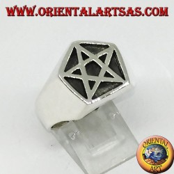Silver ring, pentacle seal in the pentagon