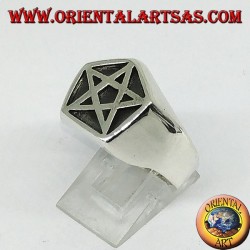 Silver ring, pentacle seal in the pentagon