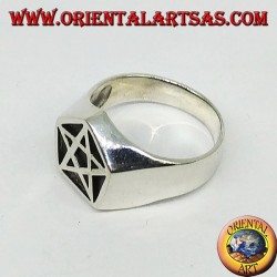 Silver ring, pentacle seal in the pentagon