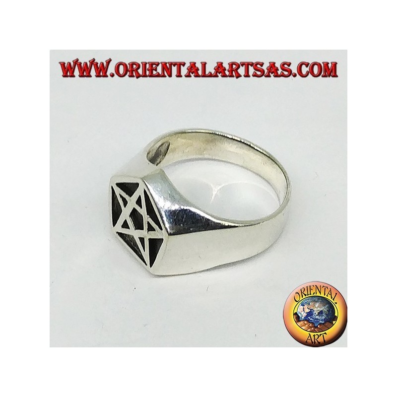 Silver ring, pentacle seal in the pentagon