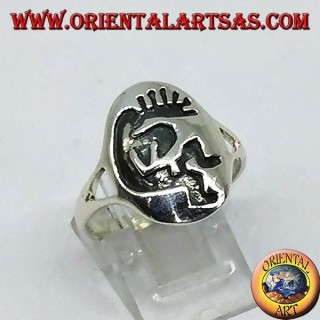 Anello in argento Kokopelli simbolo di felicità