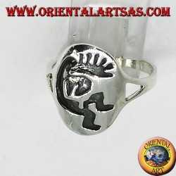 Anillo de plata Kokopelli símbolo de la felicidad.