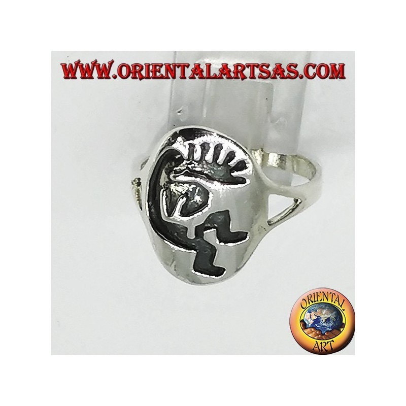 Anello in argento Kokopelli simbolo di felicità