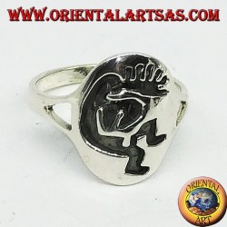 Anillo de plata Kokopelli símbolo de la felicidad.