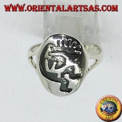 Silver ring Kokopelli symbol of happiness