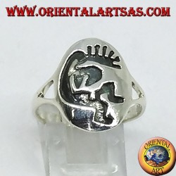 Silver ring Kokopelli symbol of happiness
