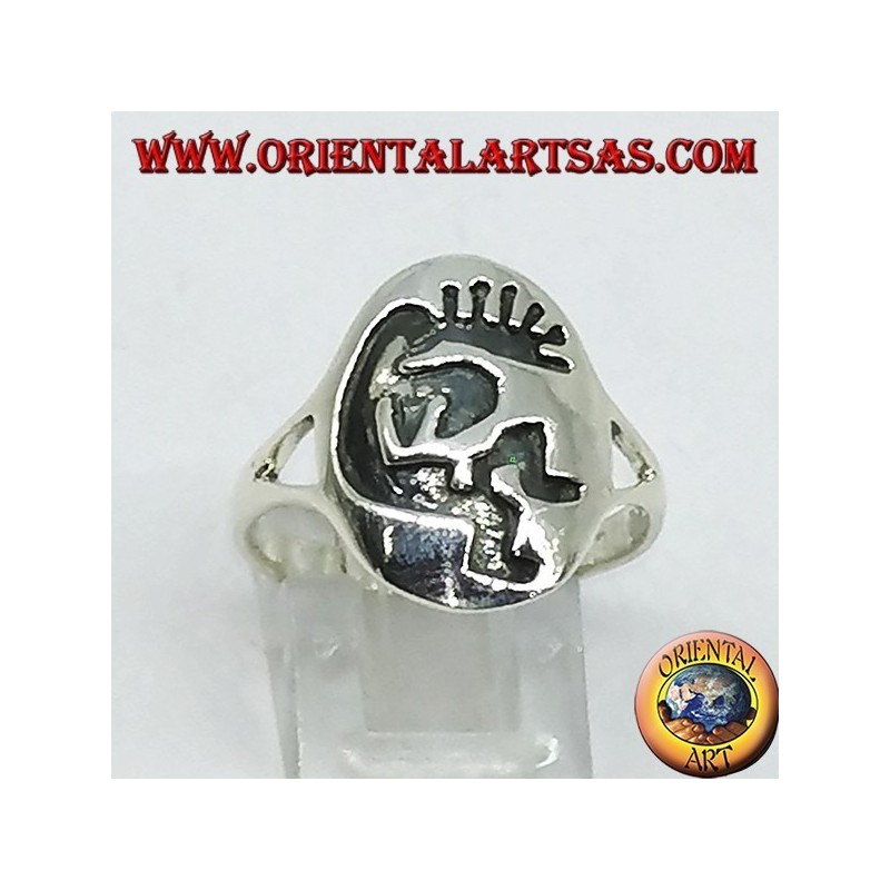 Bague en argent Kokopelli symbole du bonheur