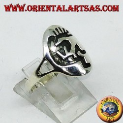 Silver ring Kokopelli symbol of happiness