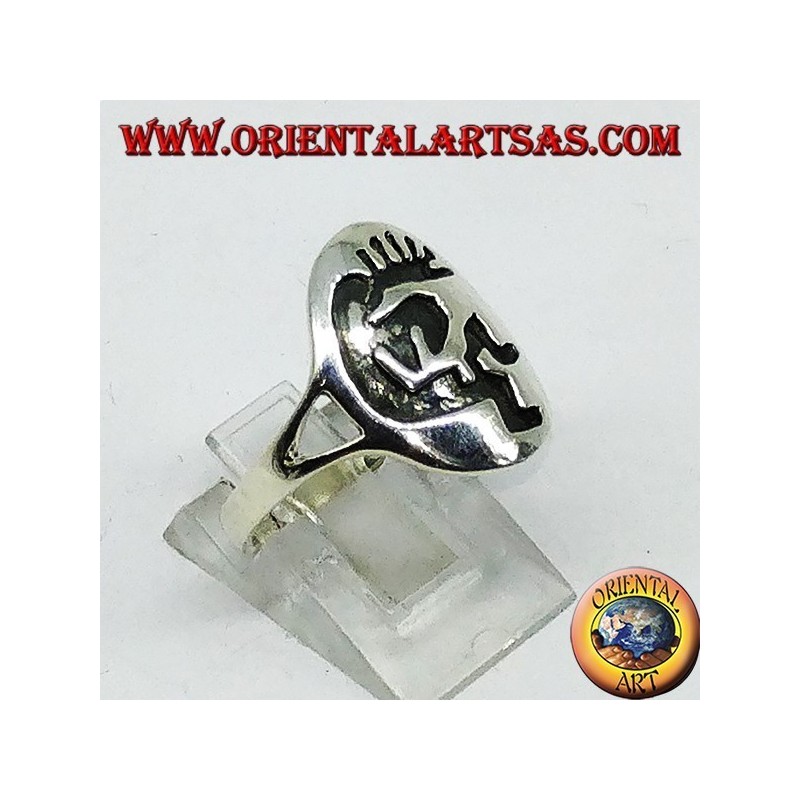 Anillo de plata Kokopelli símbolo de la felicidad.