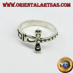 Silver ring, with Ankh of studded cross