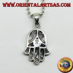 Silberanhänger, Hand aus Fatima Hamsa mit Opal
