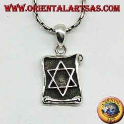 Ciondolo stella di Davide intarsiata su pergamena in argento