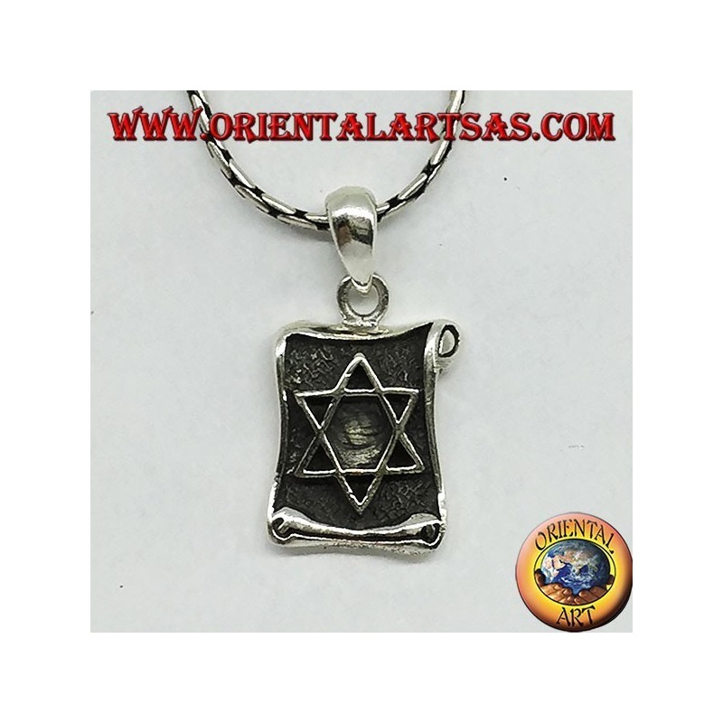 Star of David pendant inlaid on silver parchment