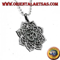 Silver pendant with Auṃ or Oṃ sacred syllable on the Lotus flower