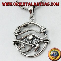 Colgante de plata, ojo de Horus en el círculo.