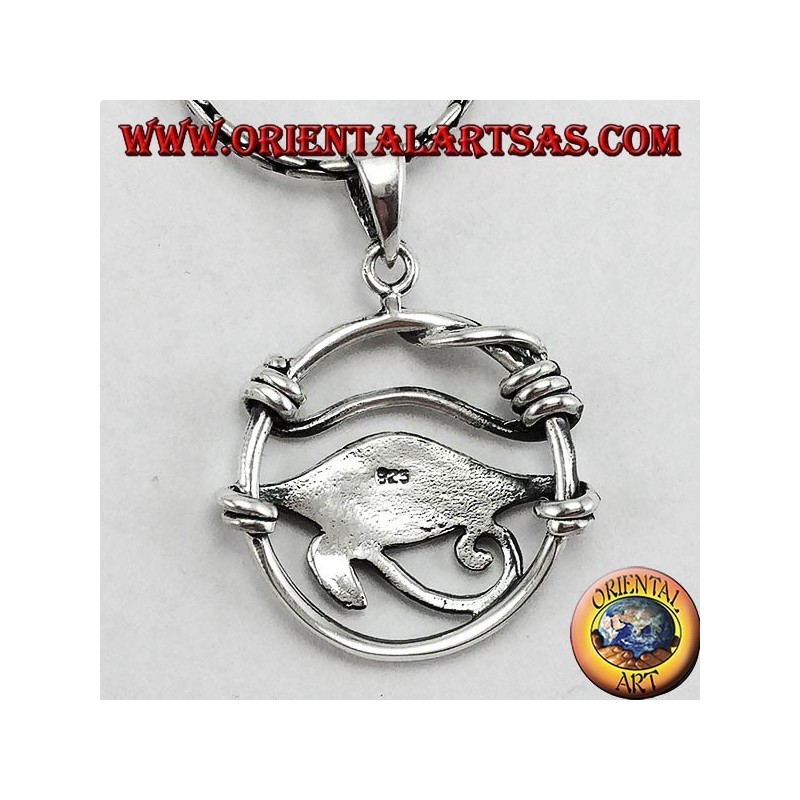 Colgante de plata, ojo de Horus en el círculo.