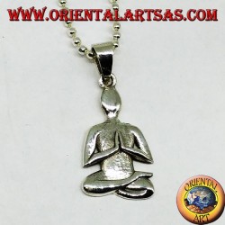 Silver pendant meditation in Sukhasana posture