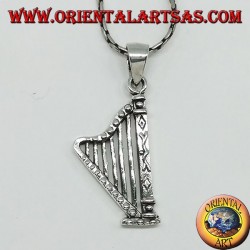 Silver pendant Harp musical instrument