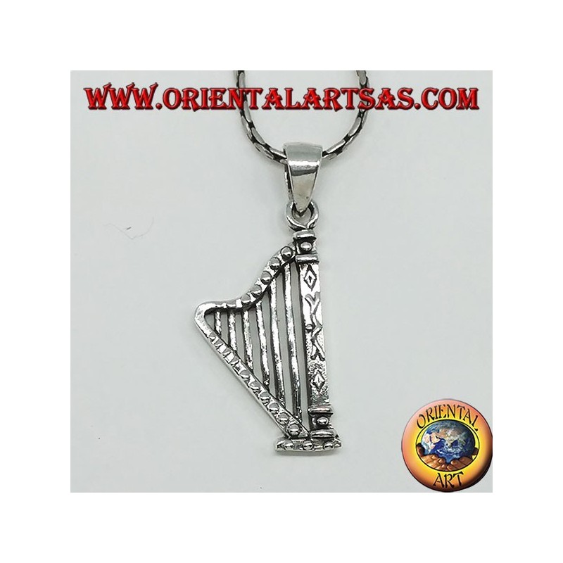 Silberner Anhänger Harfe Musikinstrument