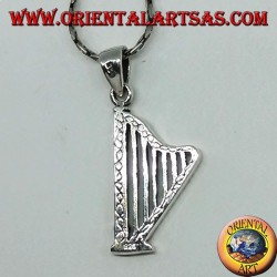 Silver pendant Harp musical instrument