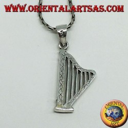 Silver pendant Harp musical instrument
