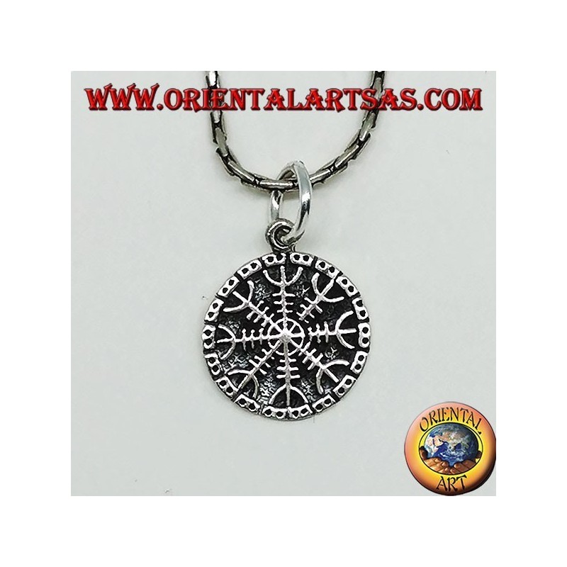 Colgante de plata vegvisir (pequeño) aegishjalmur