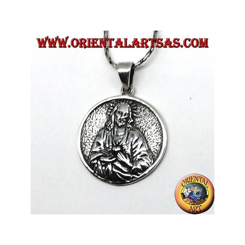 Pendentif en argent Sacré Cœur de Jésus